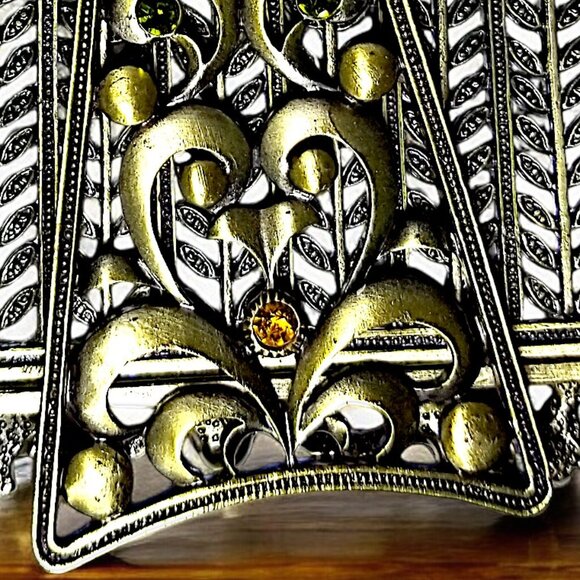 Tizo Italian Enamel Metal Photo Frame Retired Swarovski Crystals Ornate 3x3 - Picture 7 of 16